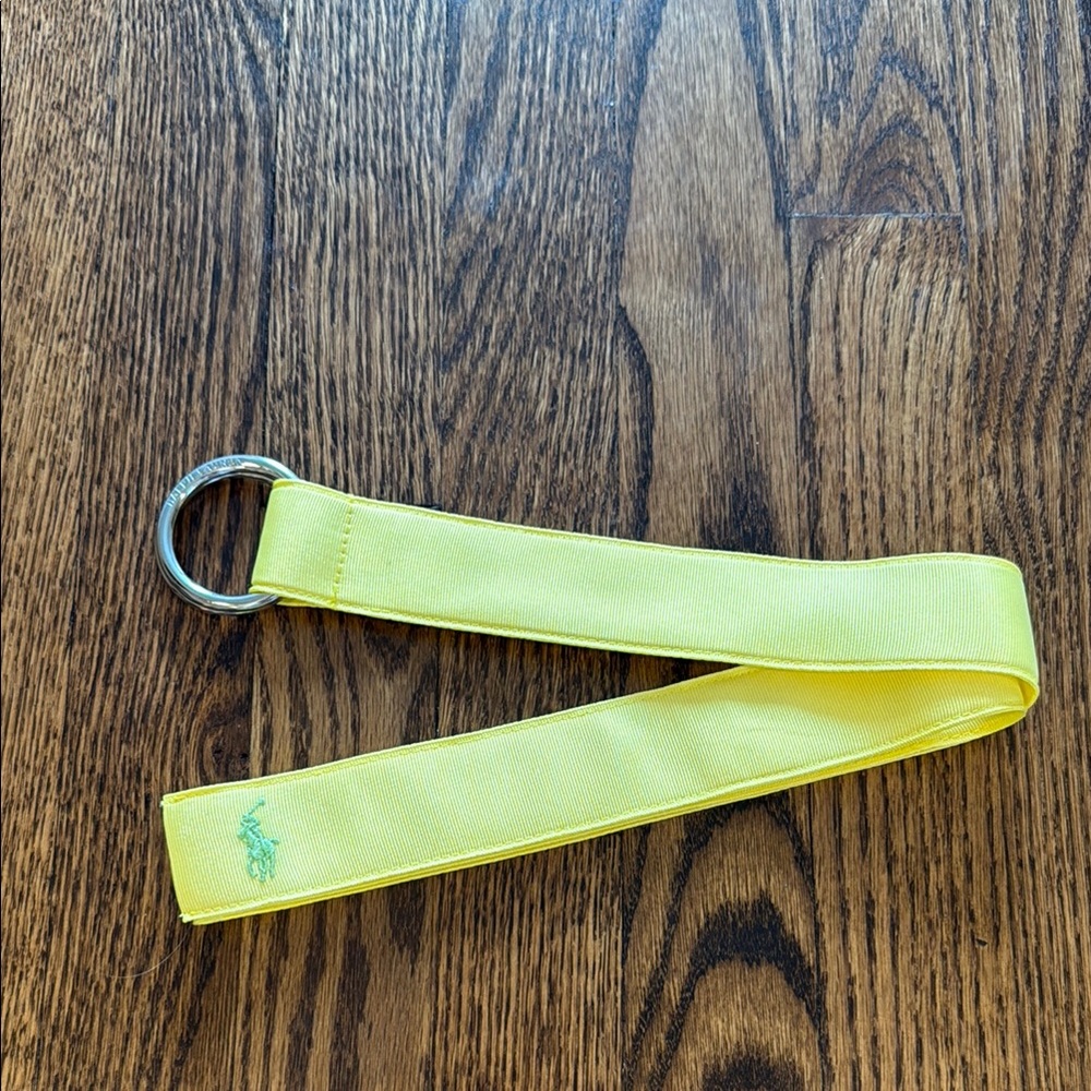 Ralph Lauren Preppy Yellow Green Logo Fabric Dress Golf Belt O/S